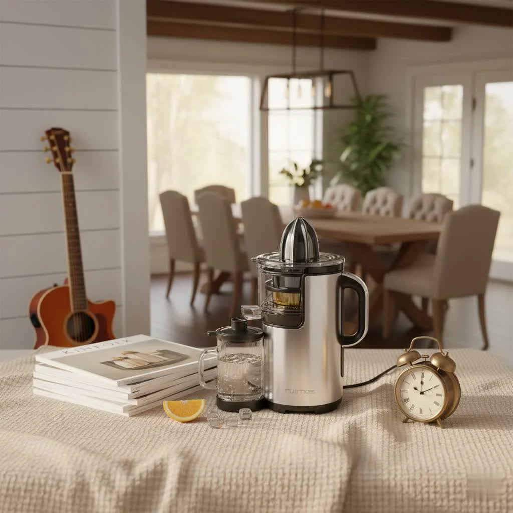 Black+Decker JE2500B juicer with a glass of fresh juice