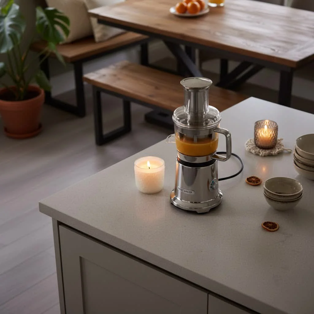 BLACK+DECKER JE2500B quiet juicer on a kitchen counter