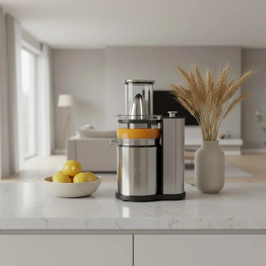 Freshly made juice from a slow fruit juicer