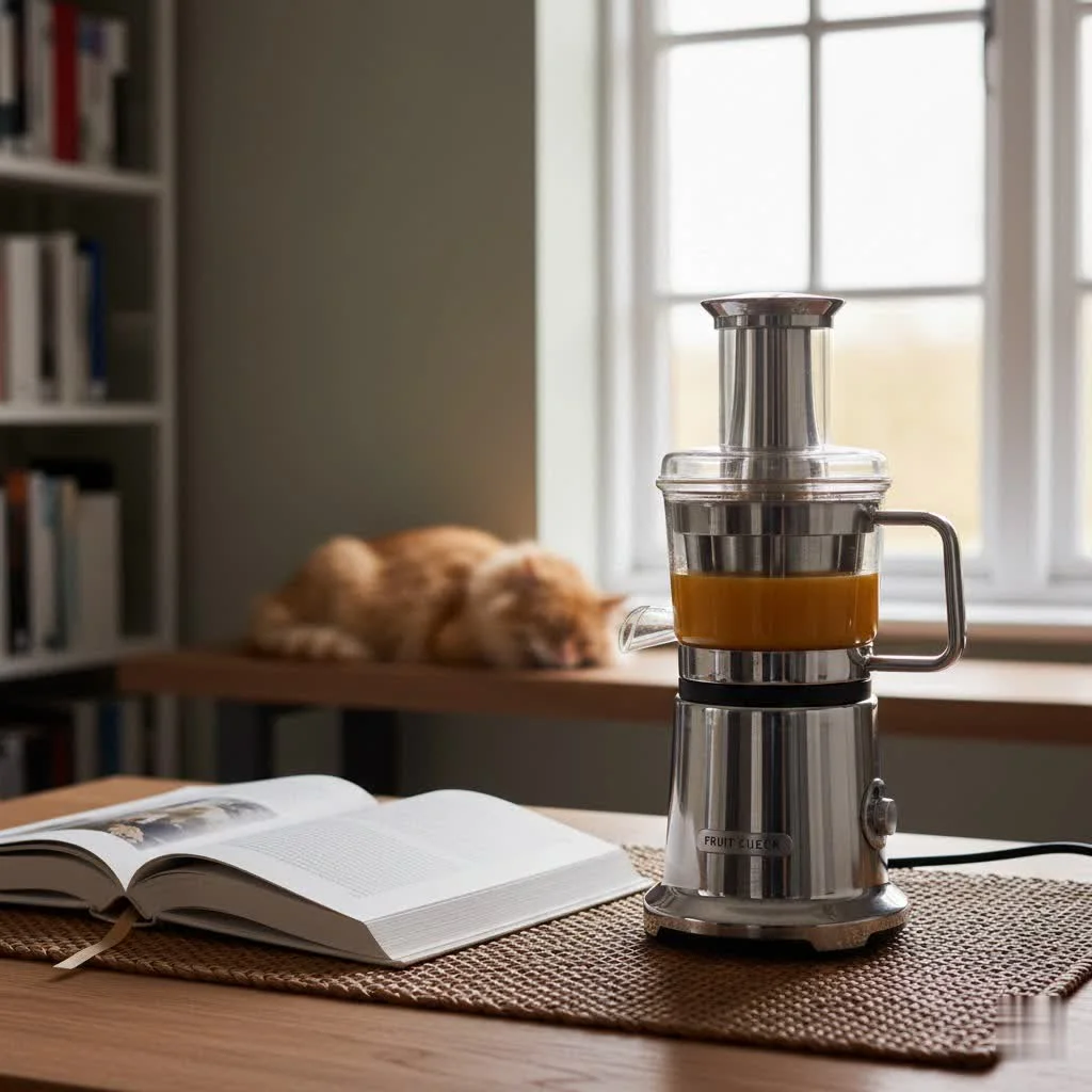 Freshly made juice in a glass next to a variety of colorful fruits and vegetables